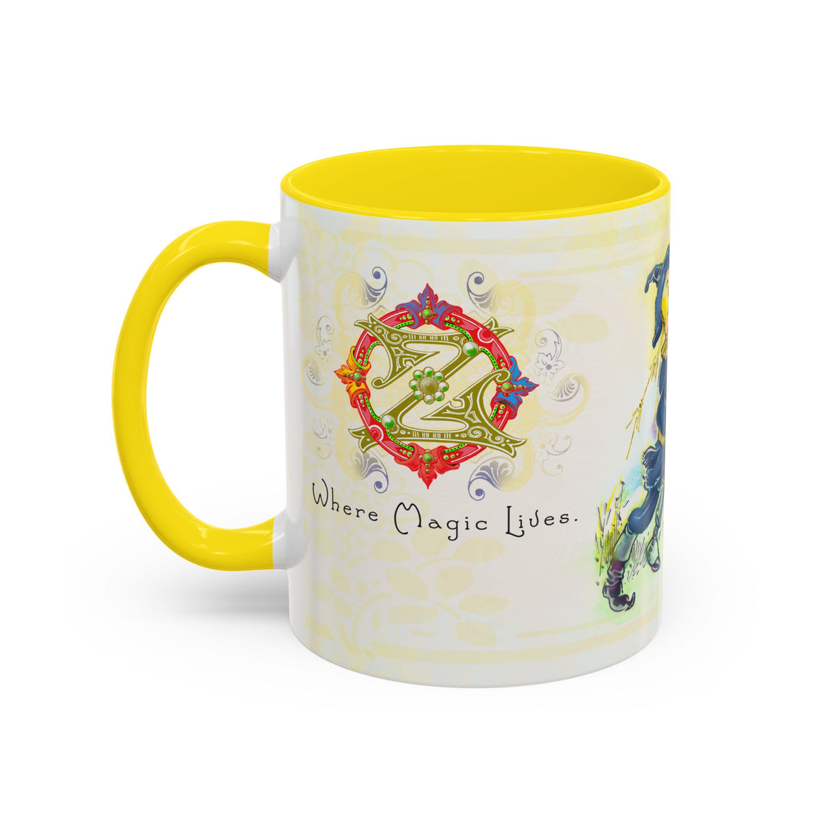 Classic Wonderful Wizard of Oz Character Coffee Mug featuring the original Yellow Brick Road gang — (11oz)