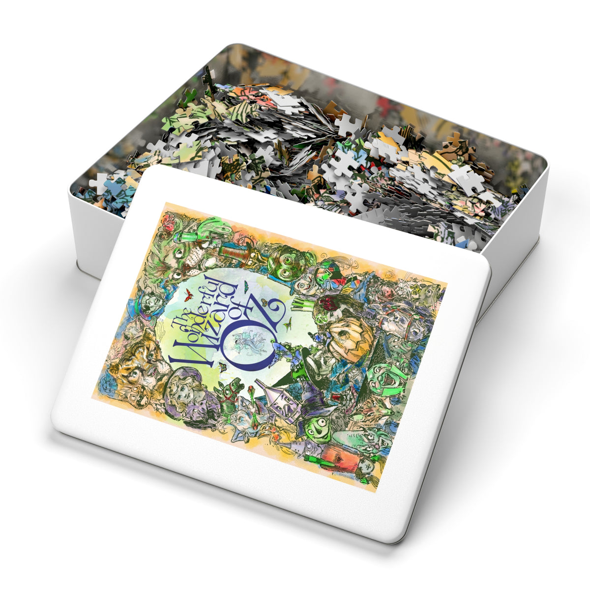 Classic Wonderful Wizard of Oz Jigsaw Puzzle with vintage Oz characters — 500, 1000, 2000 Piece Puzzle with Tin Case