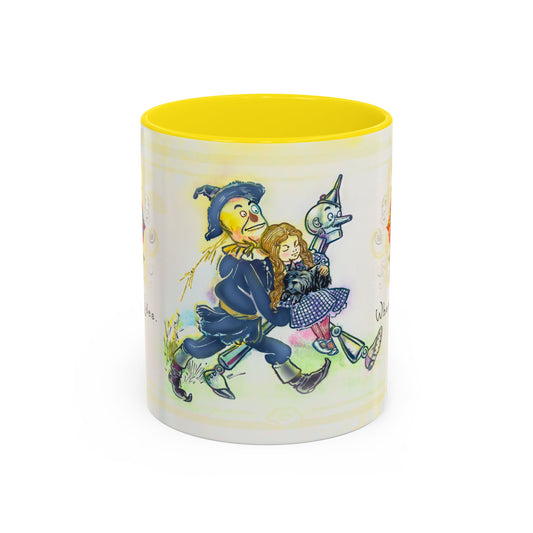 Classic Wonderful Wizard of Oz Character Coffee Mug featuring the original Yellow Brick Road gang — (11oz)