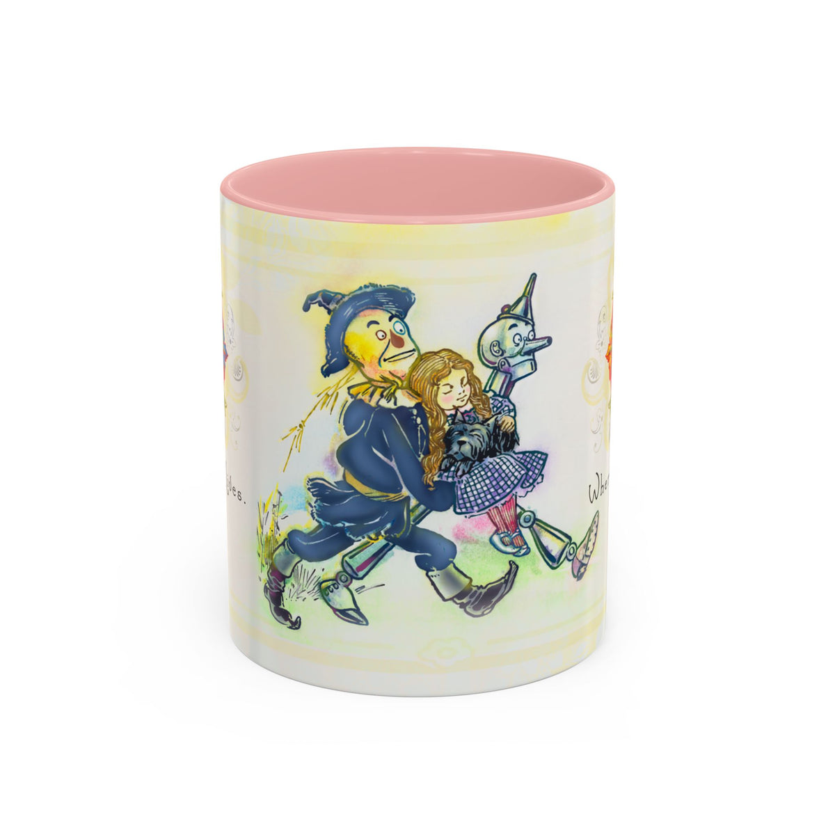 Classic Wonderful Wizard of Oz Character Coffee Mug featuring the original Yellow Brick Road gang — (11oz)