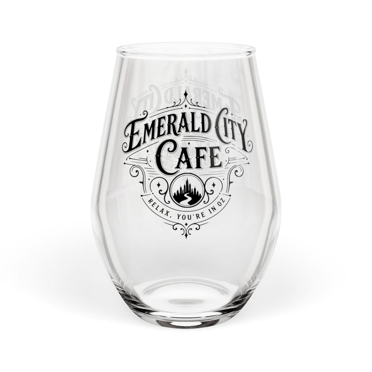 Emerald City Café Stemless Wine Glass — 11.75oz Branded Barware