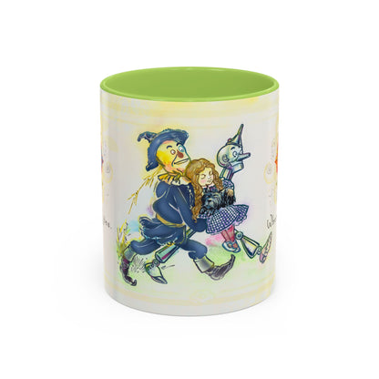 Classic Wonderful Wizard of Oz Character Coffee Mug featuring the original Yellow Brick Road gang — (11oz)