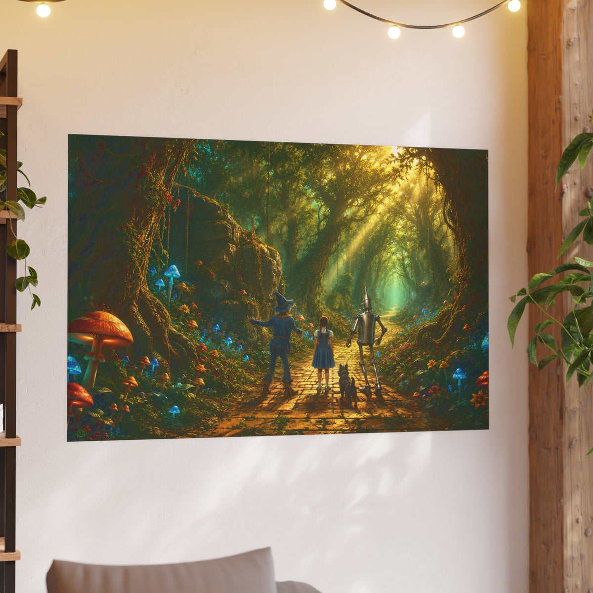 The Magic of Oz Poster Art of Dorothy and Friends on the Road of Yellow Bricks (Satin or Matte)
