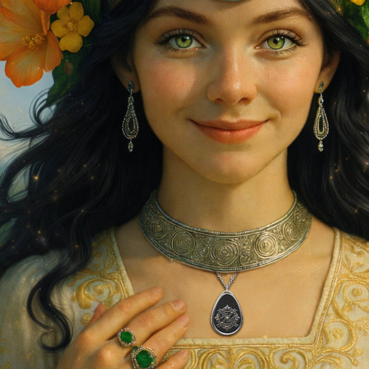 The Magic of Oz Emerald City Royalty Crest Pendant Necklace — black