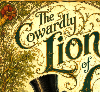 The Magic of Oz Art Nouveau Poster Art of The Cowardly Lion (Satin or Matte)