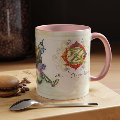 Classic Wonderful Wizard of Oz Character Coffee Mug featuring the original Yellow Brick Road gang — (11oz)