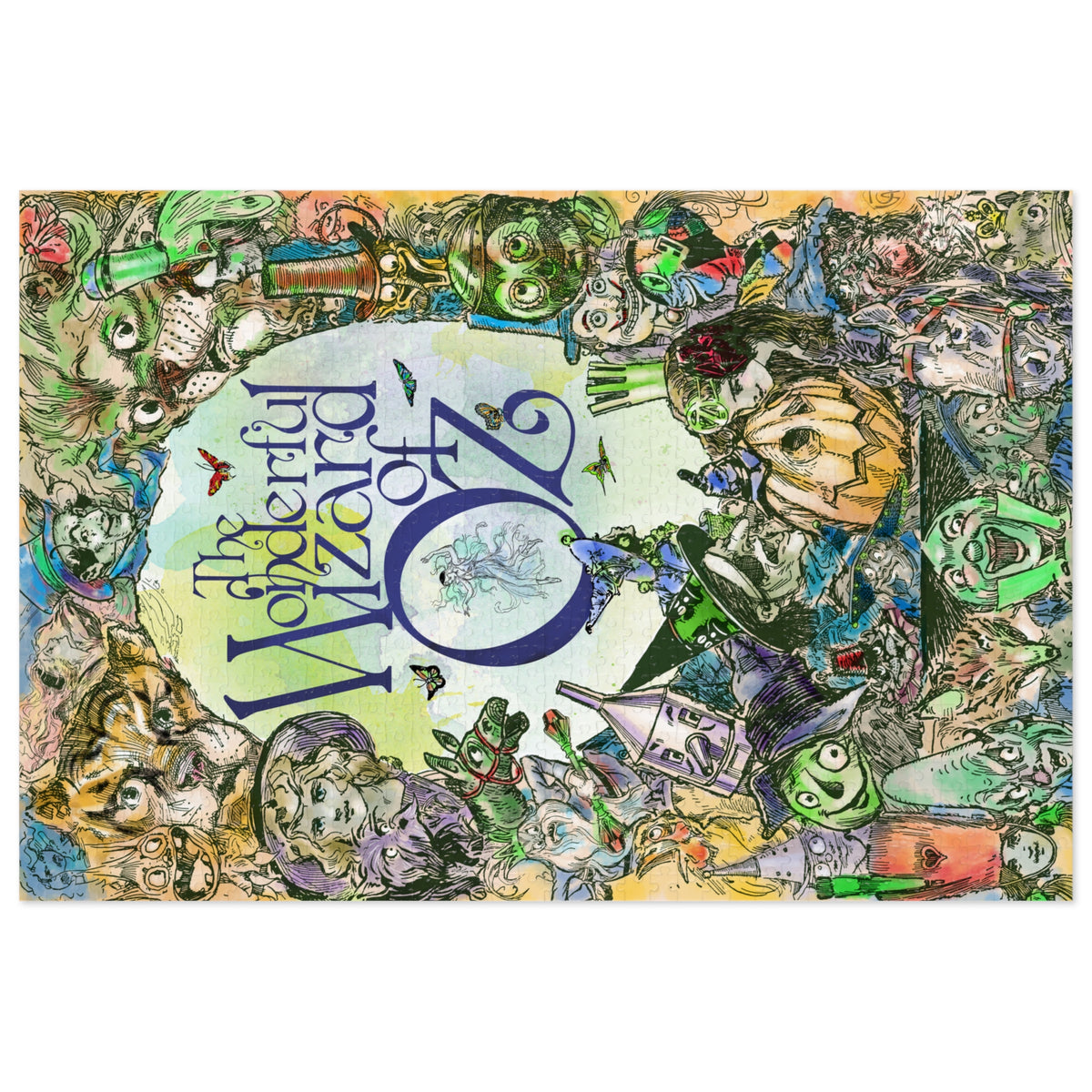 Classic Wonderful Wizard of Oz Jigsaw Puzzle with vintage Oz characters — 500, 1000, 2000 Piece Puzzle with Tin Case
