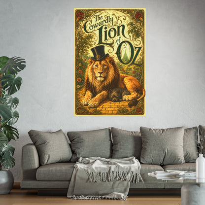 The Magic of Oz Art Nouveau Poster Art of The Cowardly Lion (Satin or Matte)