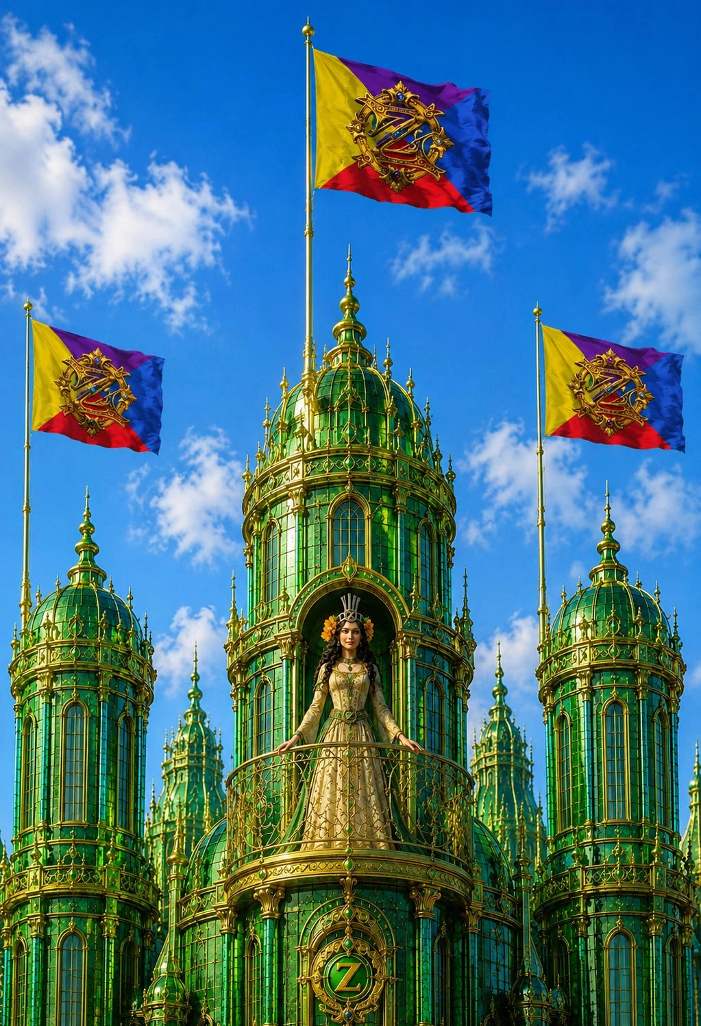 The Magic of Oz Emerald City Royalty Crest Flag