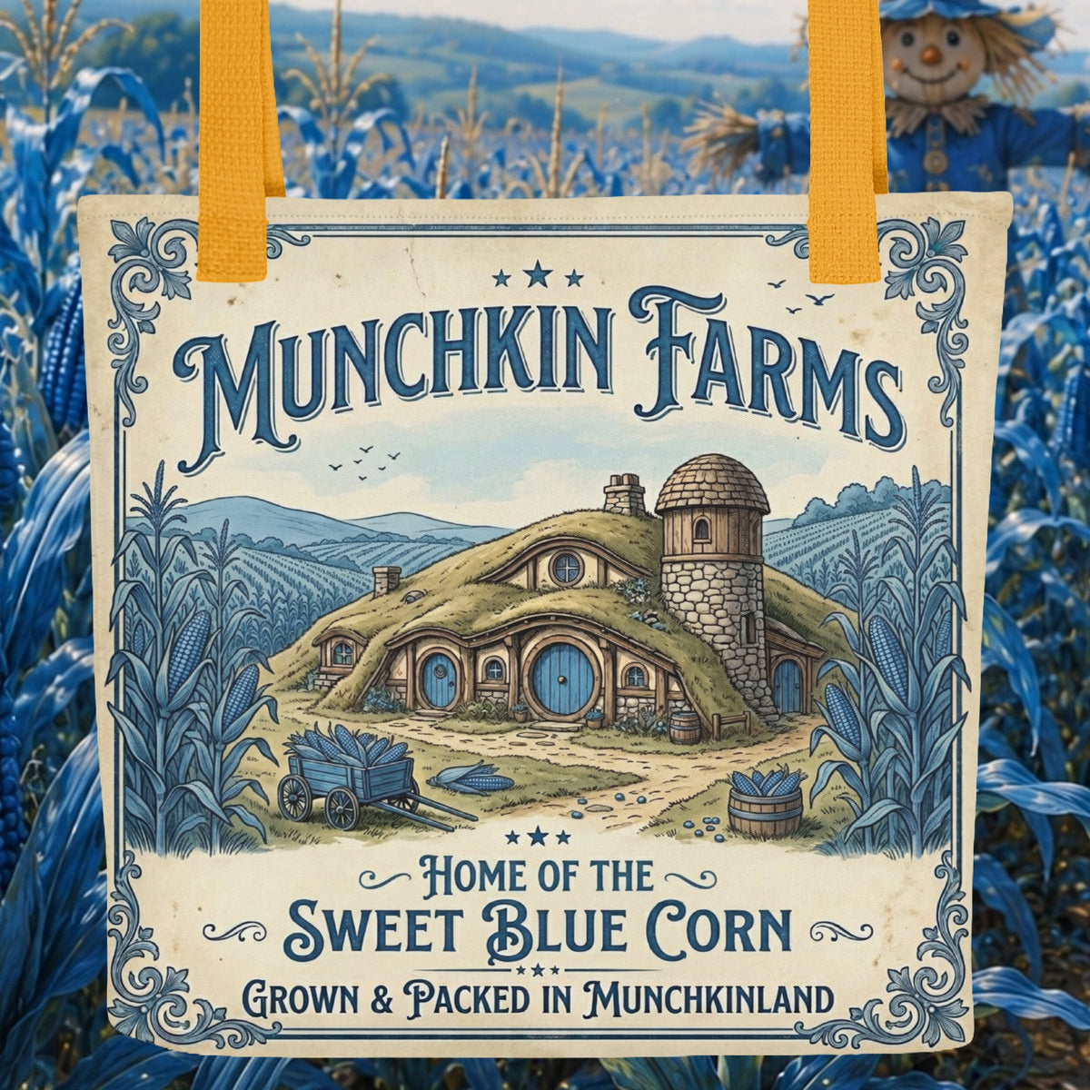 Magic of Oz Munchkin Farms Blue Corn tote bag - so fun!