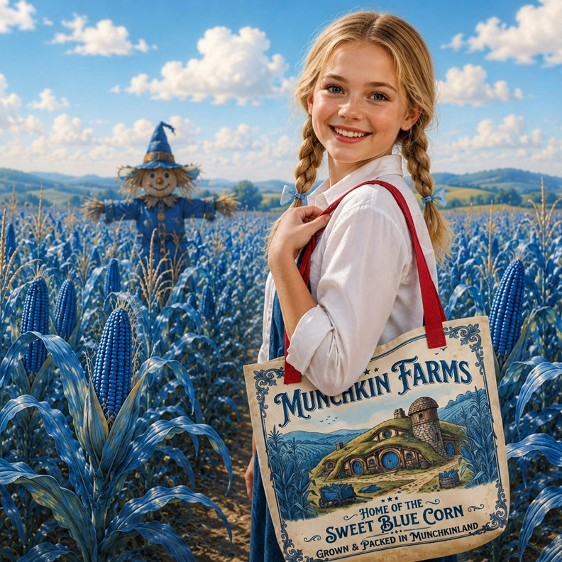 Magic of Oz Munchkin Farms Blue Corn tote bag - so fun!