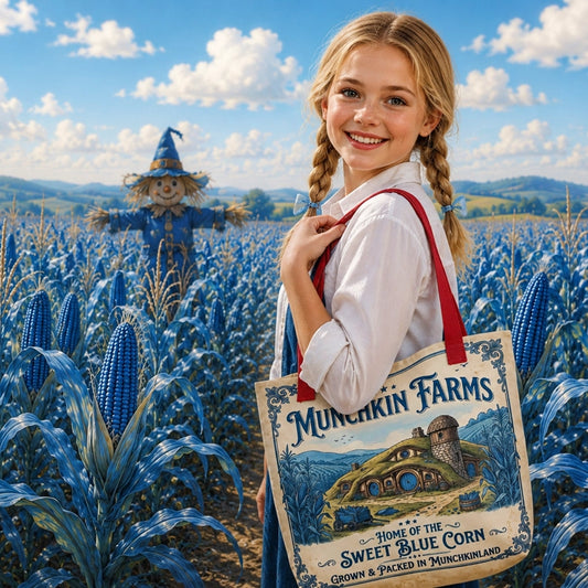 Magic of Oz Munchkin Farms Blue Corn tote bag - so fun!
