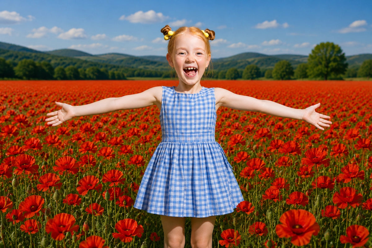 Dorothy Gale Blue Gingham Sundress - Cute Girls' Summer Oz Dress for Kids
