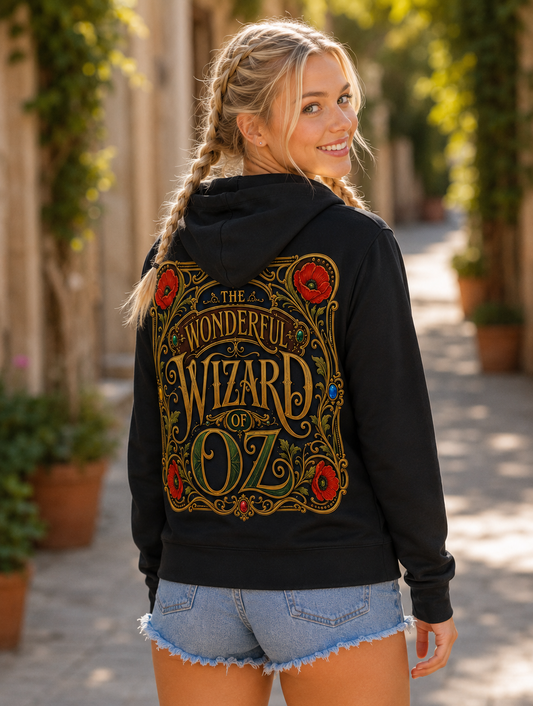 Wonderful Magic of Oz 96% Recycled Fleece Wizard Hoodie - black
