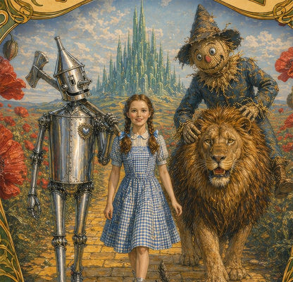Beautiful Magic of Oz Poster of Dorothy Gale & her yellow brick companions.