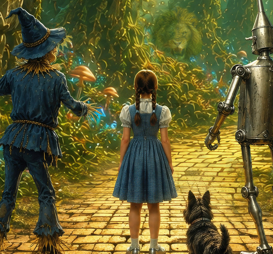 The Magic of Oz Poster Art of Dorothy and Friends on the Road of Yellow Bricks (Satin or Matte)